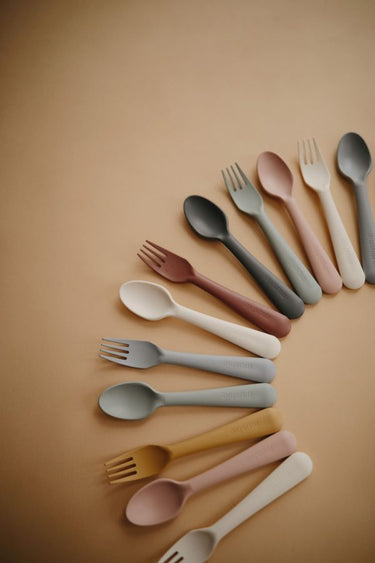 Mushie Fork and Spoon Set, Ivory
